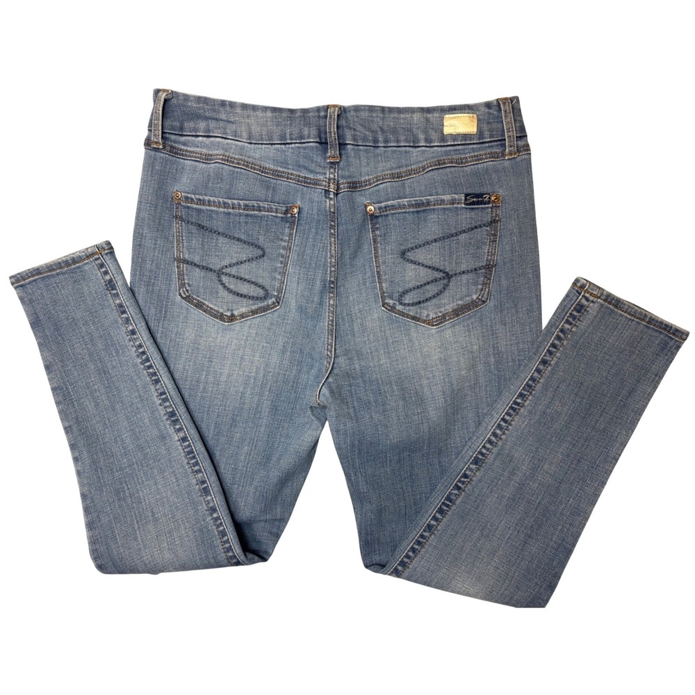 Seven7 Women Medium‎ Wash Distressed High Rise Skinny Jeans Size 16